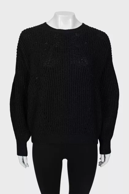 Wool sweater with puff sleeves