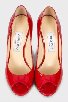 Red open toe shoes