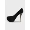Suede patent heels