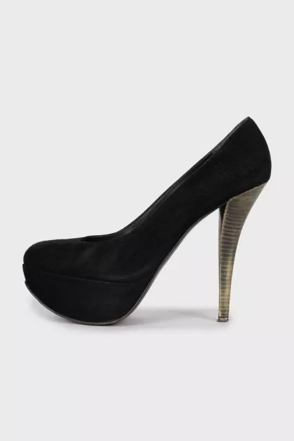 Suede patent heels