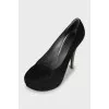 Suede patent heels