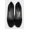 Suede patent heels