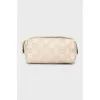 Leather cosmetic bag with branded embossing