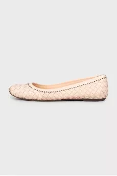 Woven leather ballerinas