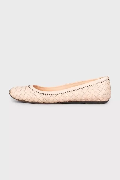 Woven leather ballerinas