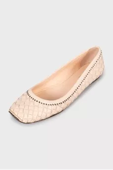Woven leather ballerinas