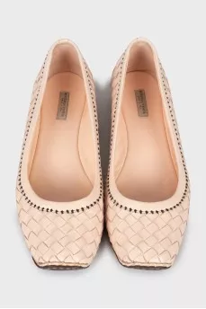 Woven leather ballerinas