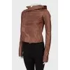 Leather jacket with hood