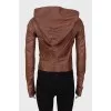 Leather jacket with hood