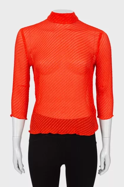 Semi-sheer blouse with tie at back