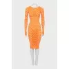 Orange dress with perforation and tag