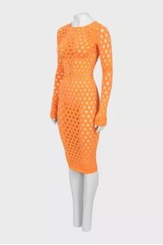 Orange dress with perforation and tag