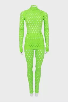 Green suit with tag