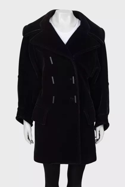 Double-breasted velor coat