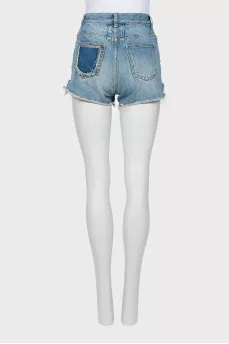Denim shorts with metallic rhinestones