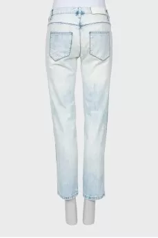 Light blue jeans decorated with sequins