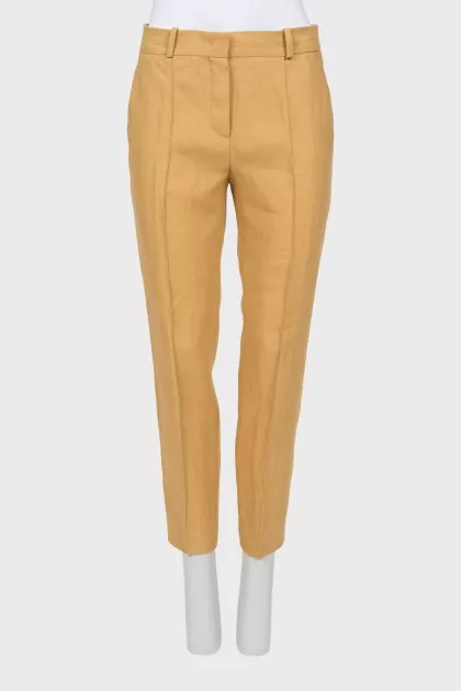 Linen trousers with stitched creases