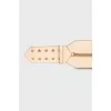 Leather belt with gold-tone hardware