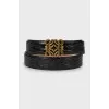 Leather belt with logo buckle