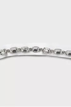 Textile belt decorated with rhinestones