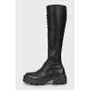Leather lace-up boots
