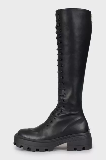 Leather lace-up boots