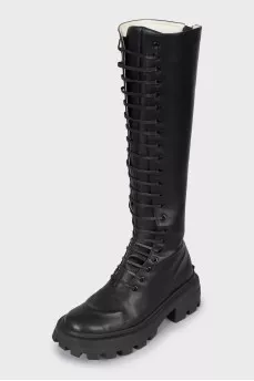 Leather lace-up boots