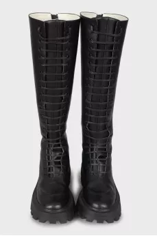 Leather lace-up boots