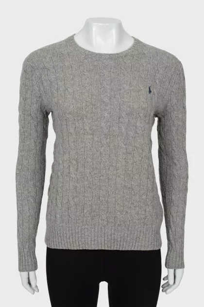 Wool sweater with embroidered logo