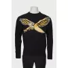 Men's black sweater with print