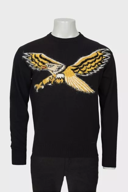 Men's black sweater with print