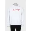 Men's hoodie with red print