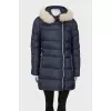 Quilted down jacket with fur hood