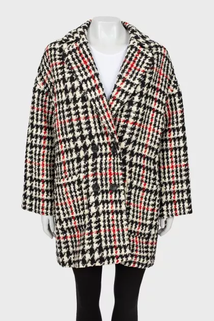 Wool coat with houndstooth print
