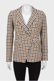 Checkered jacket with gold buttons