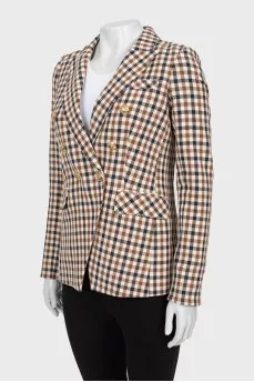 Checkered jacket with gold buttons
