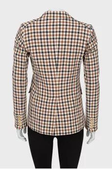 Checkered jacket with gold buttons