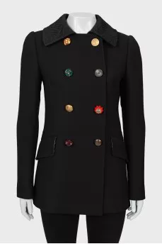 Wool coat with decorative buttons