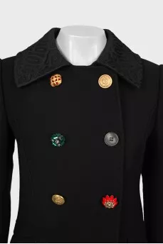 Wool coat with decorative buttons