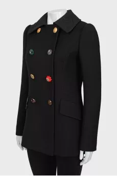 Wool coat with decorative buttons
