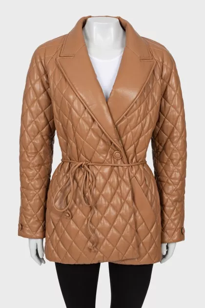 Quilted leather coat
