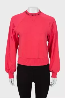 Cropped sweatshirt with raised seams