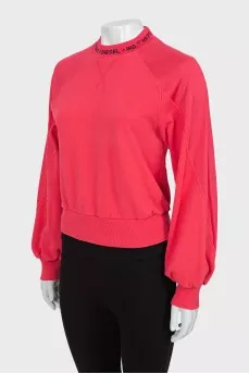 Cropped sweatshirt with raised seams