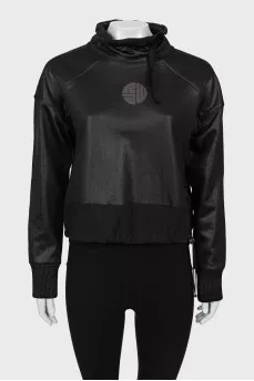 Black sweatshirt with drawstring