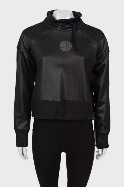 Black sweatshirt with drawstring
