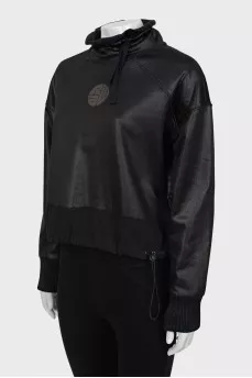 Black sweatshirt with drawstring