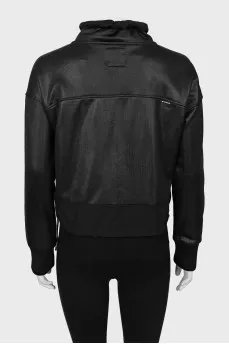 Black sweatshirt with drawstring