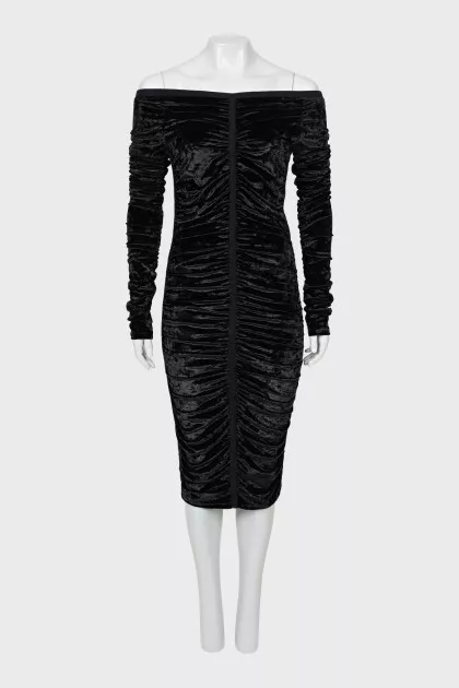 Draped velor midi dress