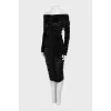 Draped velor midi dress