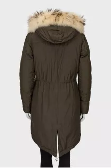 Green parka with fur
